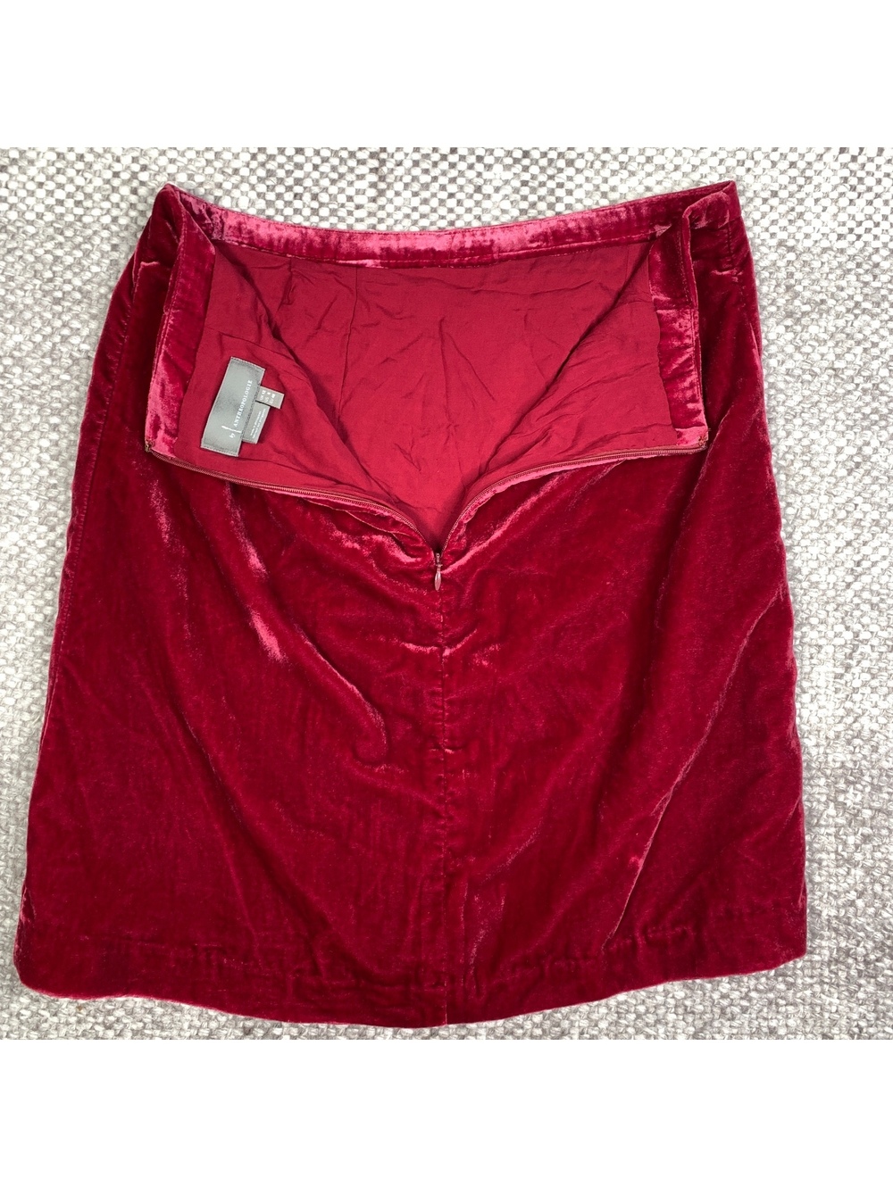 Anthropologie Red Velvet Skirt Size US 8‎